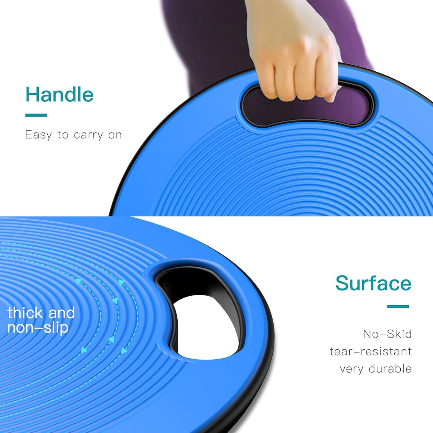 Wobble Balance Board, Exercise Balance Stability Trainer Portable Balance Board with Handle for Workout Core Trainer Physical Therapy & Gym