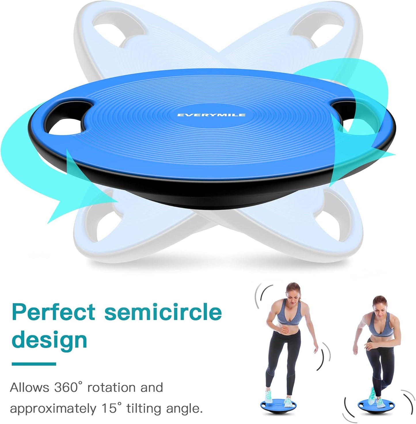 Wobble Balance Board, Exercise Balance Stability Trainer Portable Balance Board with Handle for Workout Core Trainer Physical Therapy & Gym