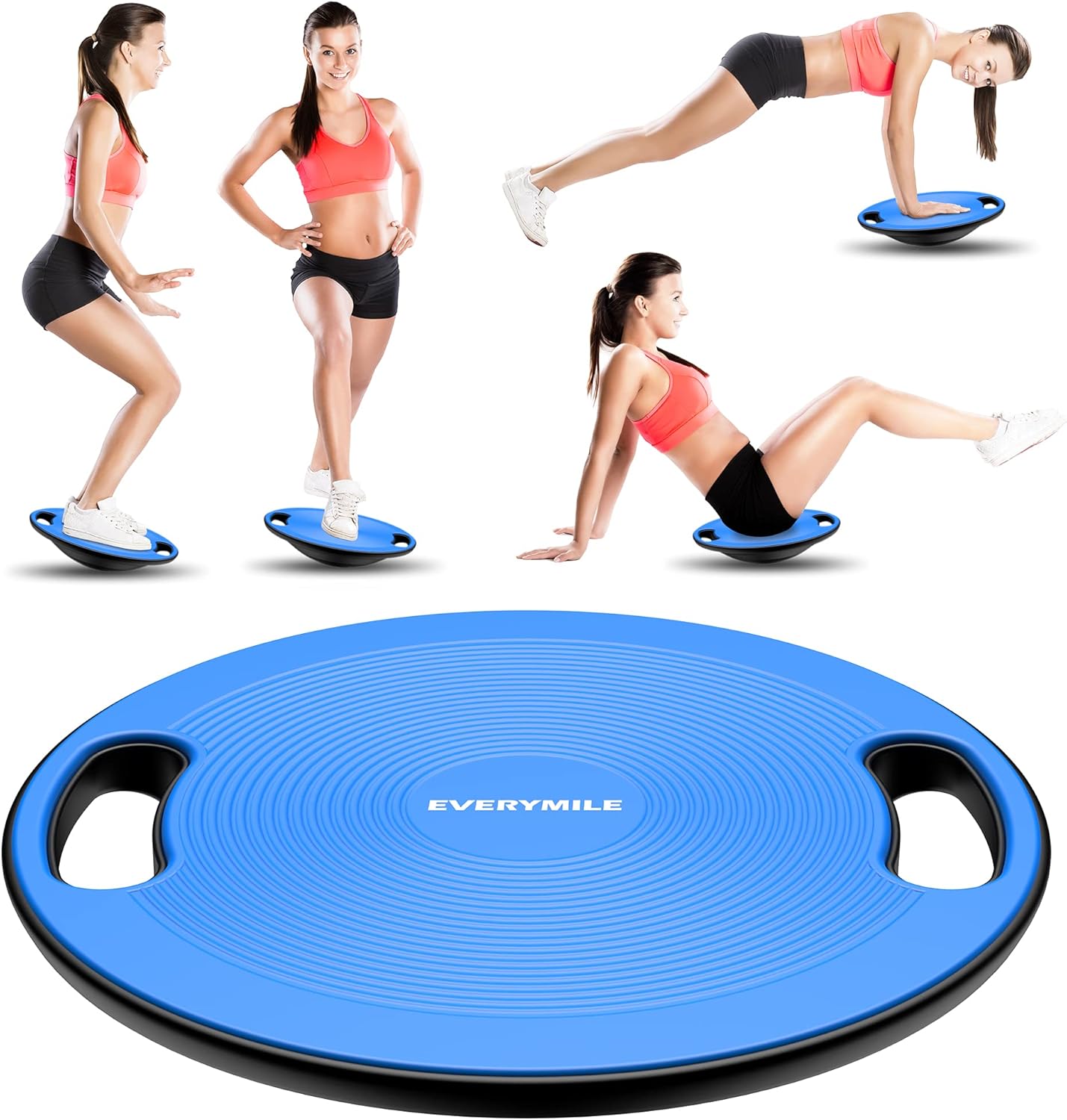 Wobble Balance Board, Exercise Balance Stability Trainer Portable Balance Board with Handle for Workout Core Trainer Physical Therapy & Gym